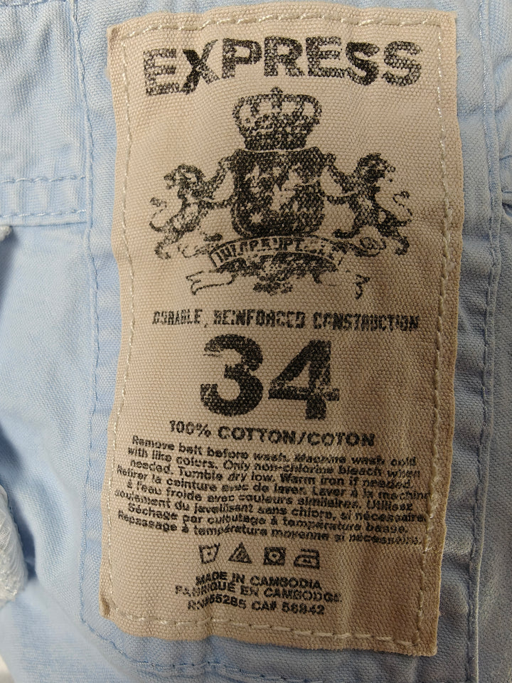 Mens Express Chino Shorts Light Blue Size 34