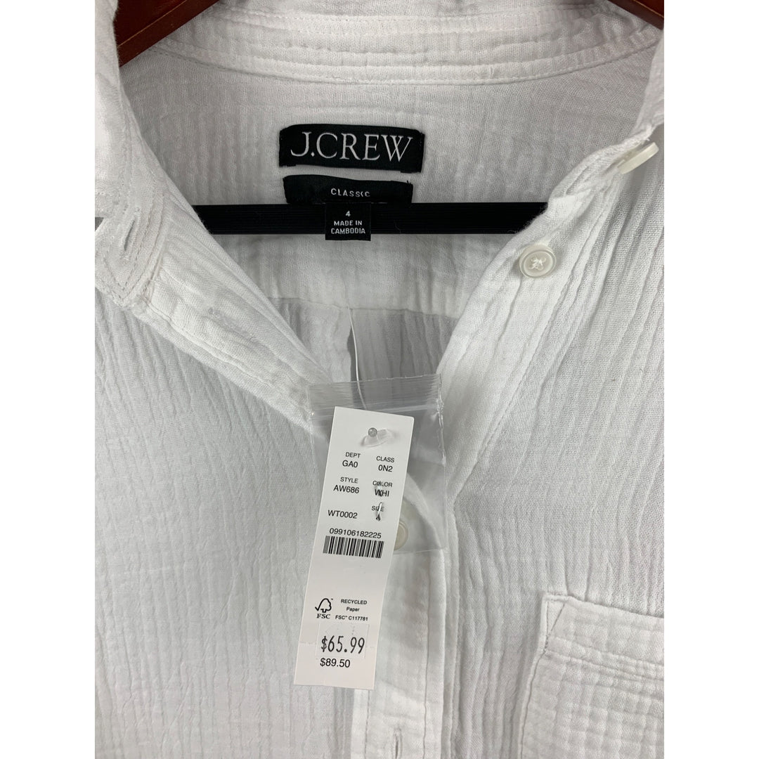 J.Crew White Classic Shirt Womens Size M Cotton Blend