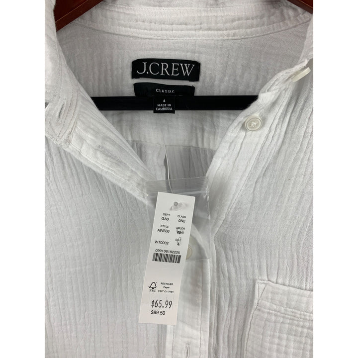 J.Crew White Classic Shirt Womens Size M Cotton Blend