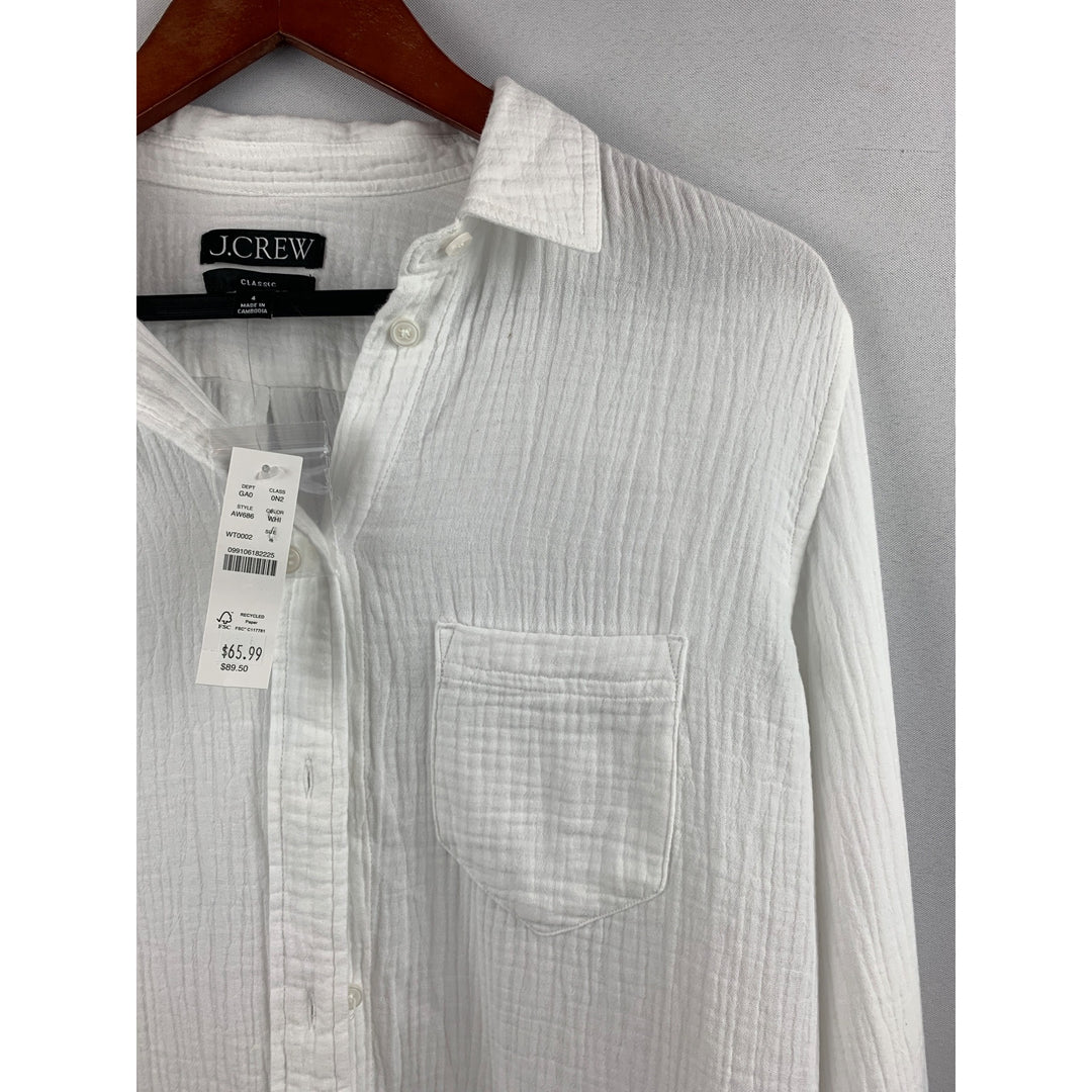 J.Crew White Classic Shirt Womens Size M Cotton Blend
