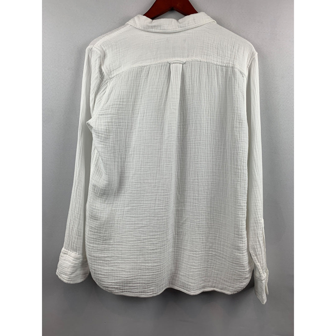 J.Crew White Classic Shirt Womens Size M Cotton Blend