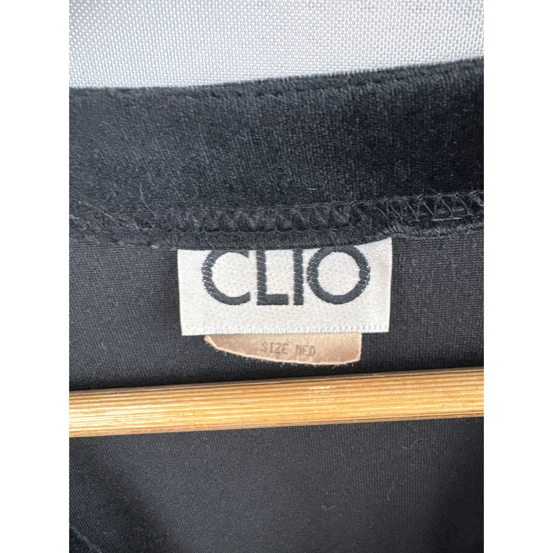 Clio Womens Medium Black Velvet Long Sleeve Top With Pockets