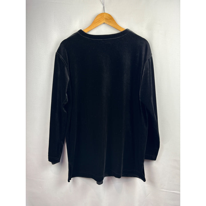 Clio Womens Medium Black Velvet Long Sleeve Top With Pockets