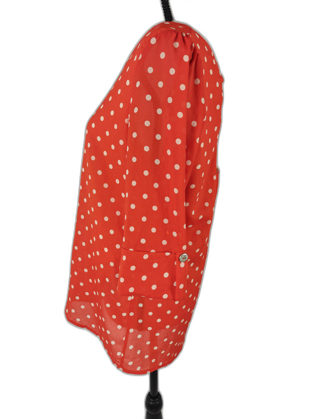Women’s Peaches N Cream Blouse Red Polka Dot Bow Back Size Unknown