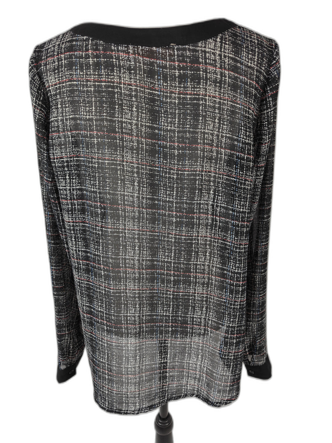 Women’s Elodie Button Front Blouse Black Plaid Size Medium