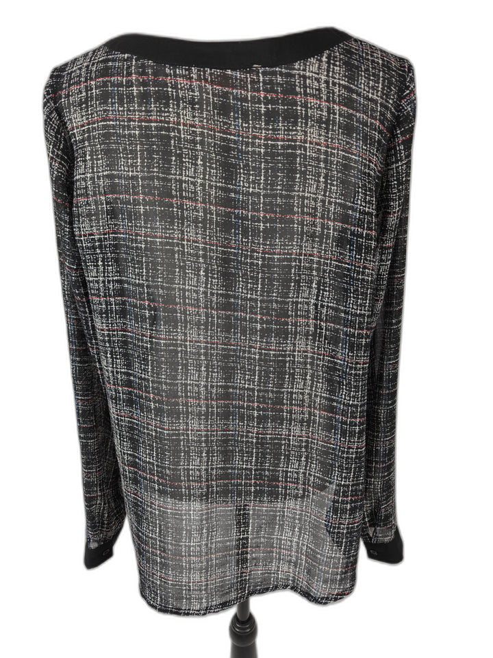 Women’s Elodie Button Front Blouse Black Plaid Size Medium