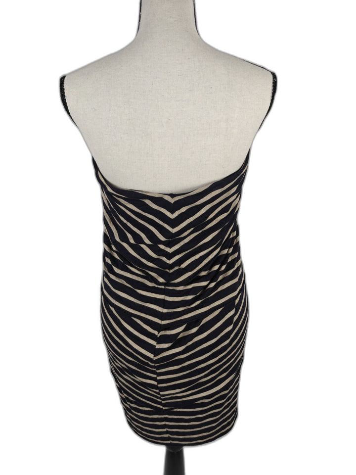 Women’s Bailey 44 Strapless Dress Navy Beige Striped Size M