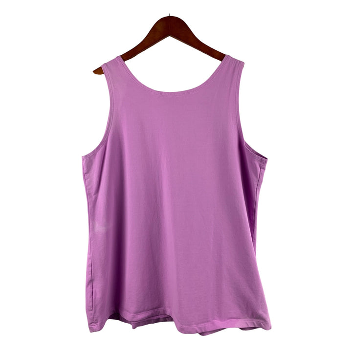 Susan Graver Womens Lavender Tank Top With Lace Trim Size L