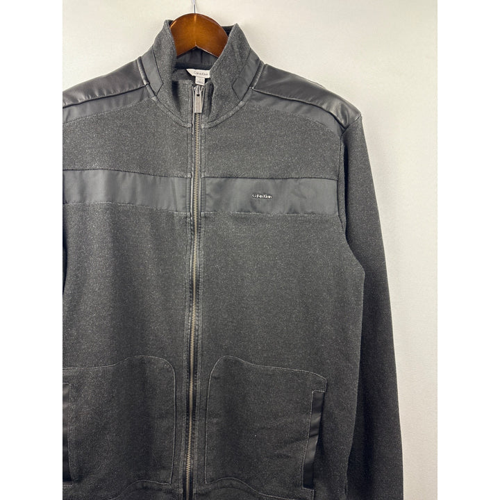 Men’s Calvin Klein Large Charcoal Gray Jacket w/ Leather Accents