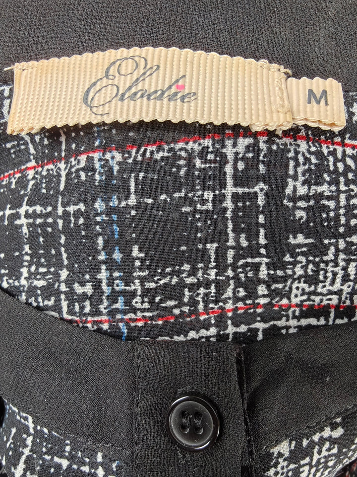 Women’s Elodie Button Front Blouse Black Plaid Size Medium