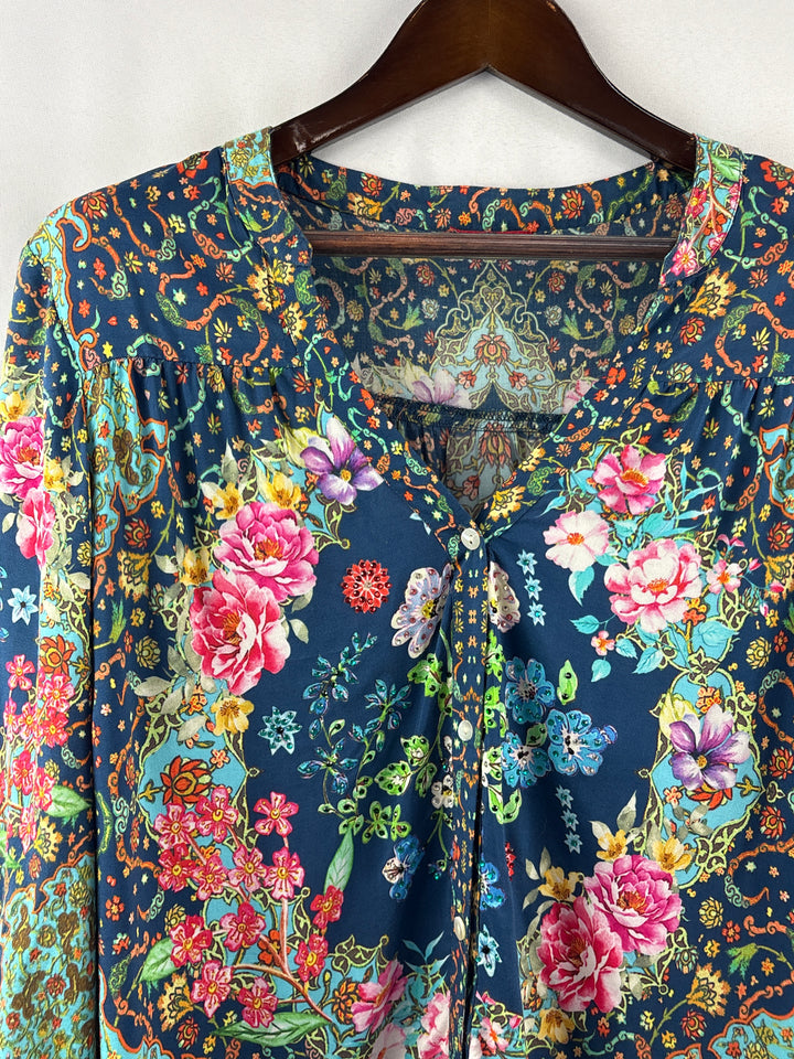 Women’s Rubyyaya Navy Floral Patterned Long Sleeve Blouse