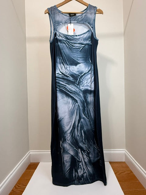Cider Abstract Swirl Maxi Dress Cutout Neck NWT Sz0XL