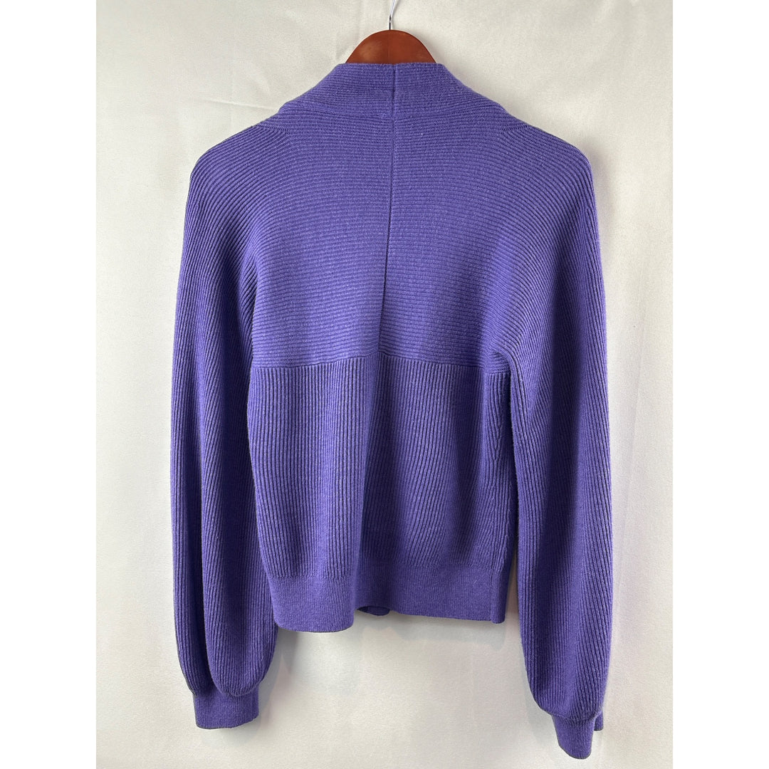 Cabi Purple Button-Up Ribbed Cardigan Sweater S