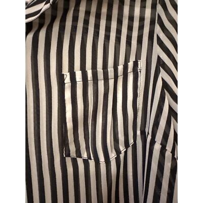 AB Studio Women's Black and White Striped Blouse Sz Med
