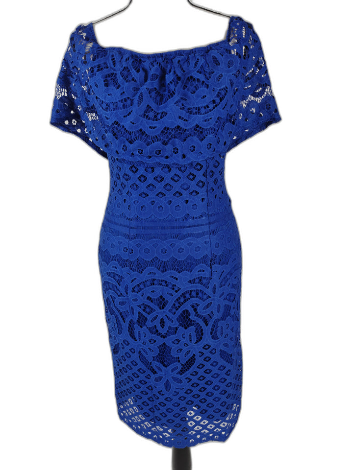 Women’s Sharagano Petite Lace Sheath Dress Cobalt Blue Size 4P