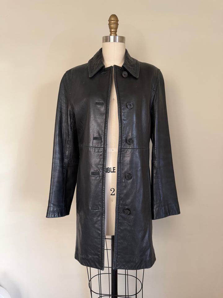 Vintage Calvin Klein Black 100% Leather Jacket Minimalist Y2K 90s