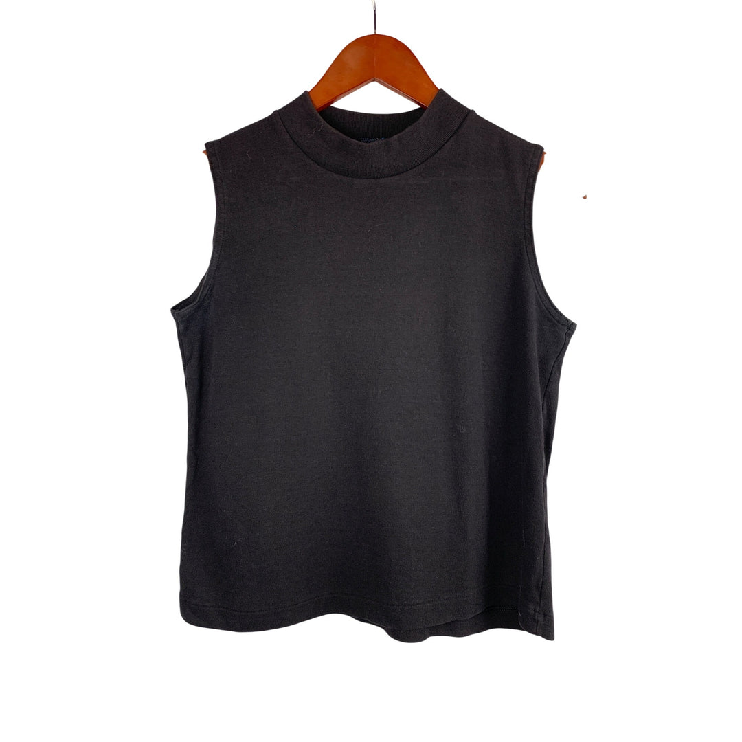 Lands End Sleeveless Black Cotton Top Size S