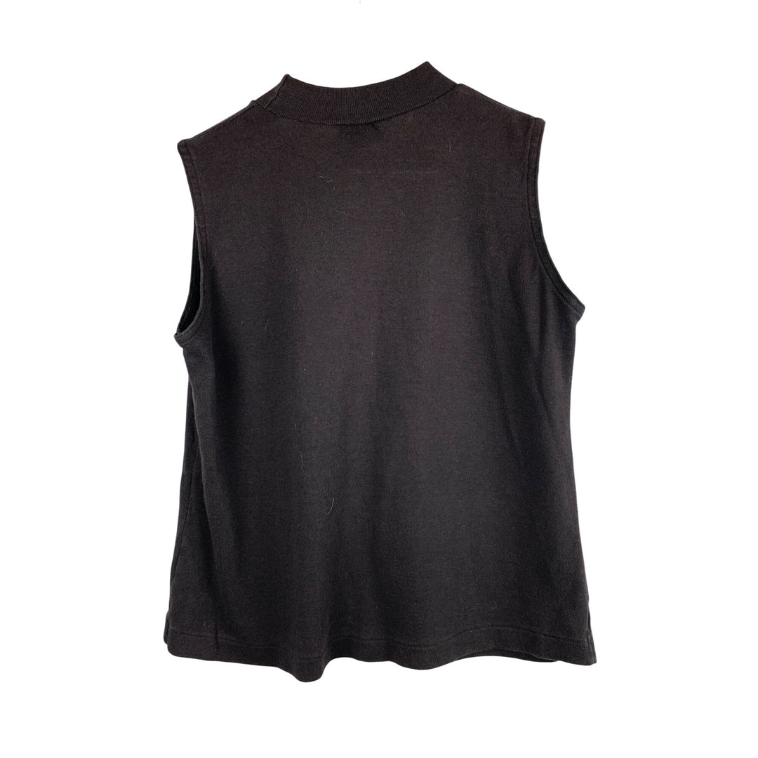 Lands End Sleeveless Black Cotton Top Size S