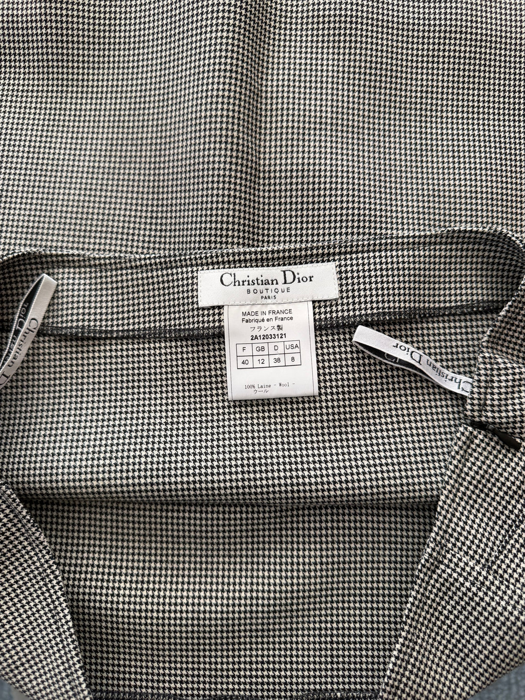 John Galliano Era Christian Dior Boutique Wool Houndstooth Pleated Buckle Mini Skirt FR40