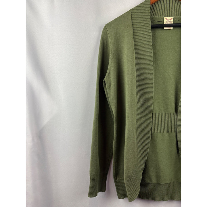 Faded Glory Womens Open-Front Green Cardigan Sweater S Rayon/Polyester