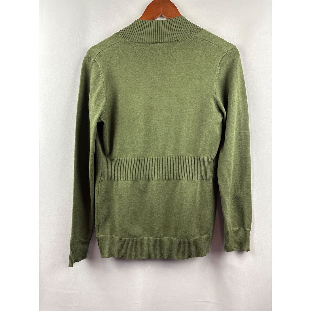 Faded Glory Womens Open-Front Green Cardigan Sweater S Rayon/Polyester