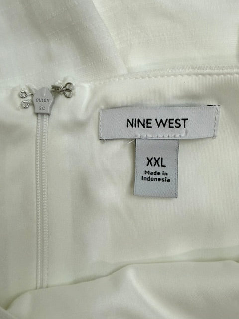 Nine West White Textured Faux‑Wrap Mini Dress SzXXL NWOT