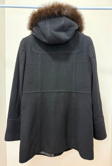 Marc New York Wool Toggle Coat with Blue Fox Fur Trim Sz10