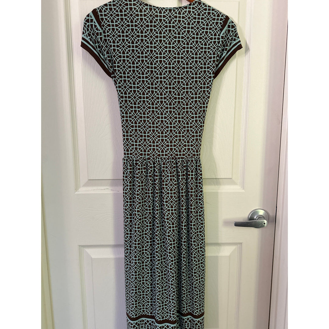City Triangles Womens Geometric Print Tie Waist Midi Dress L