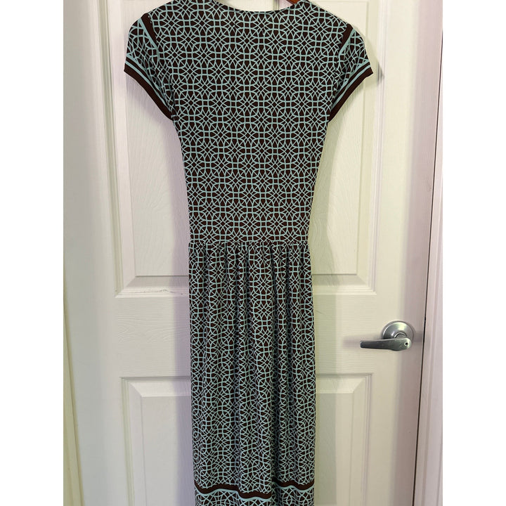 City Triangles Womens Geometric Print Tie Waist Midi Dress L