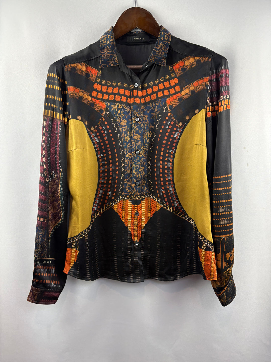Women’s ETRO Size 12 Multicolor Patterned Button Up Blouse