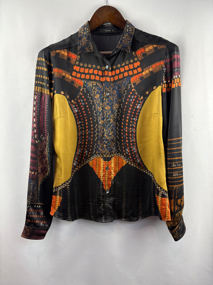 Women’s ETRO Size 12 Multicolor Patterned Button Up Blouse
