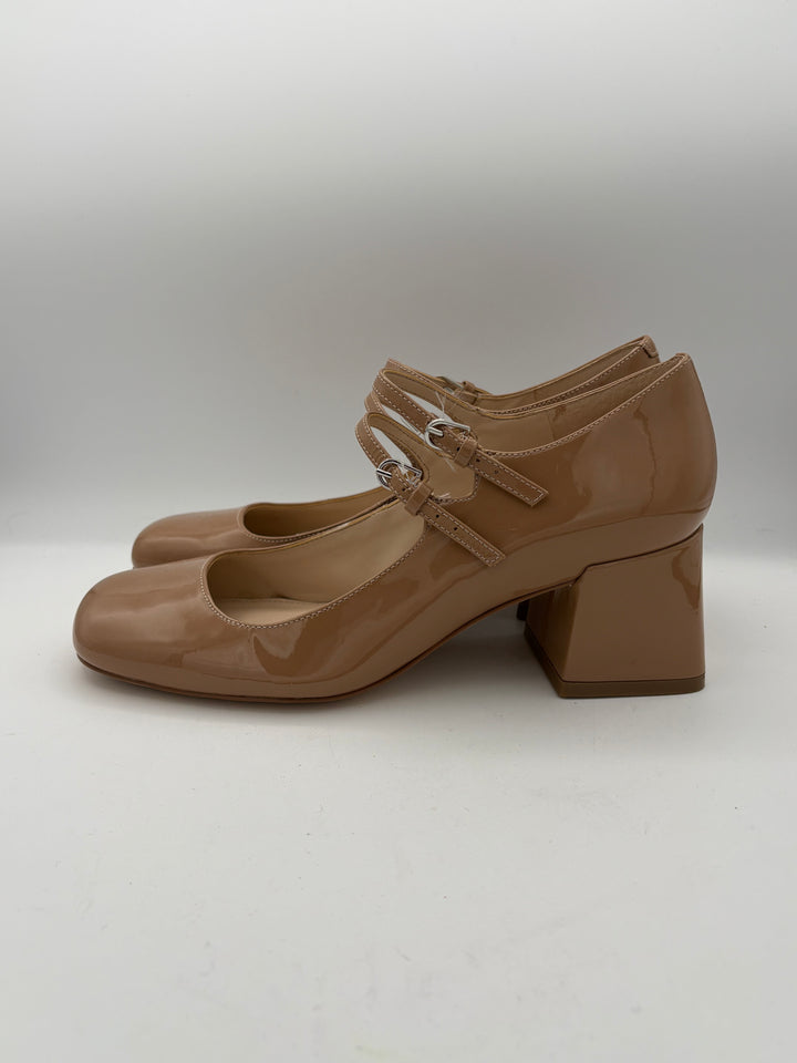 Women’s Marc Fisher Size 8.5 Nude Patent Leather Block Heels