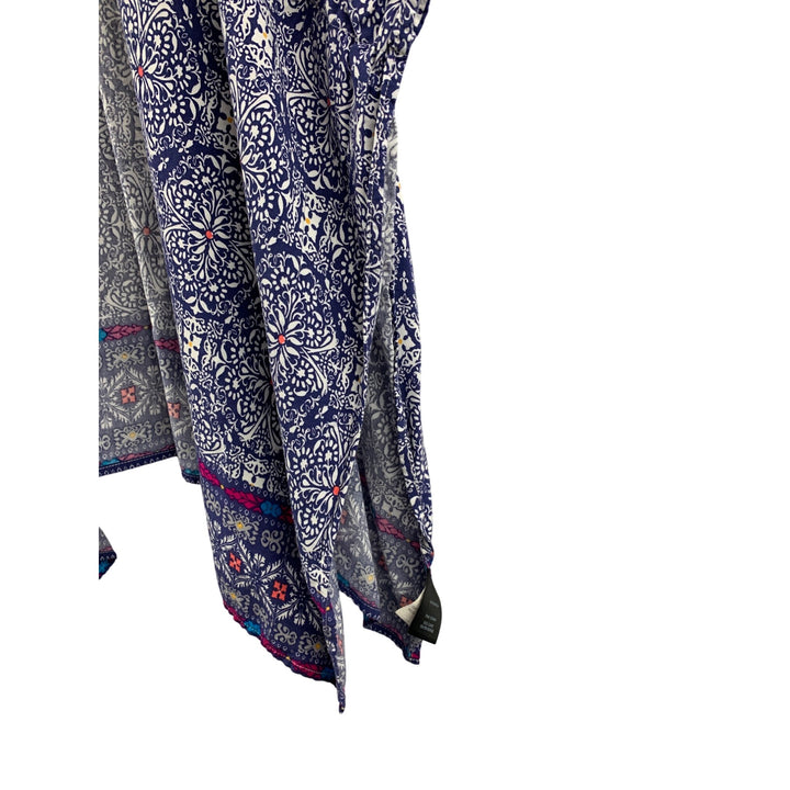 Torrid Womens Kimono Cardigan 2/3 Boho Chic Rayon Blue & White Floral Pattern