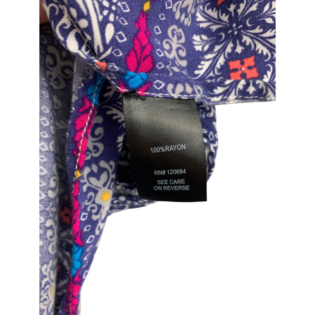 Torrid Womens Kimono Cardigan 2/3 Boho Chic Rayon Blue & White Floral Pattern