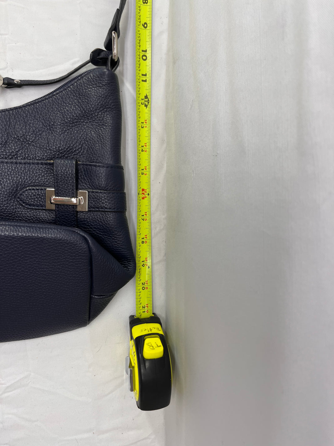 Giani Bernini Bridle Leather Hobo Bag Navy Blue Pebbled Leather Shoulder Purse