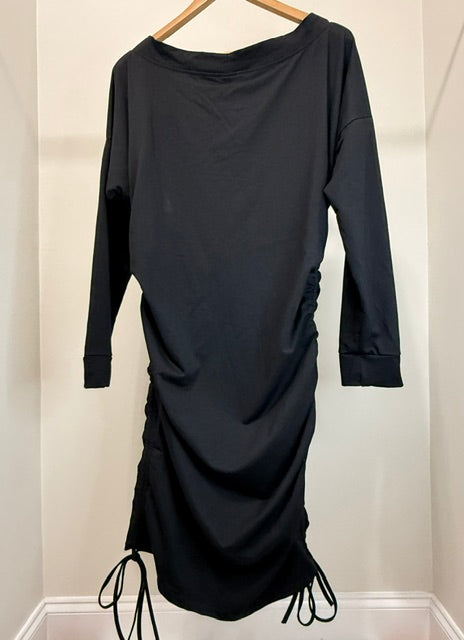 CBR Black Ruched Jersey Dress Sz XL NWT Adjustable Length