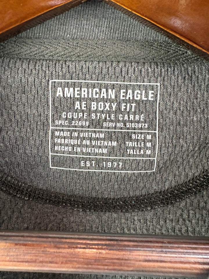 Men’s American Eagle Medium Charcoal Gray Long Sleeve Henley