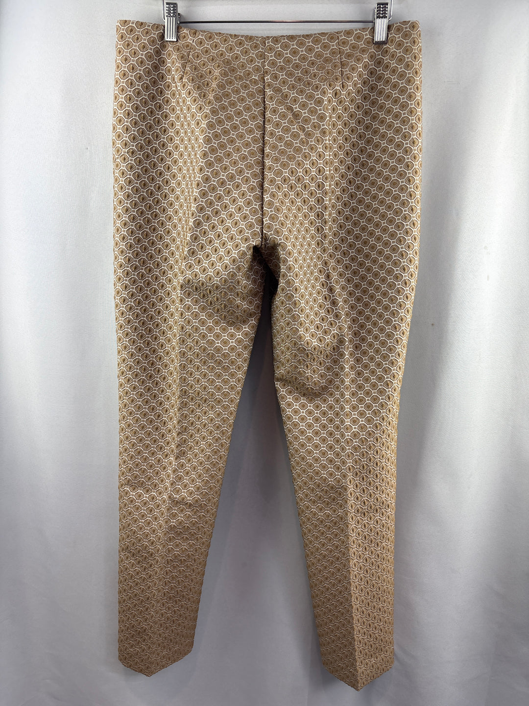 Women’s Paper White Size 10 Brown &amp; White Patterned Slacks