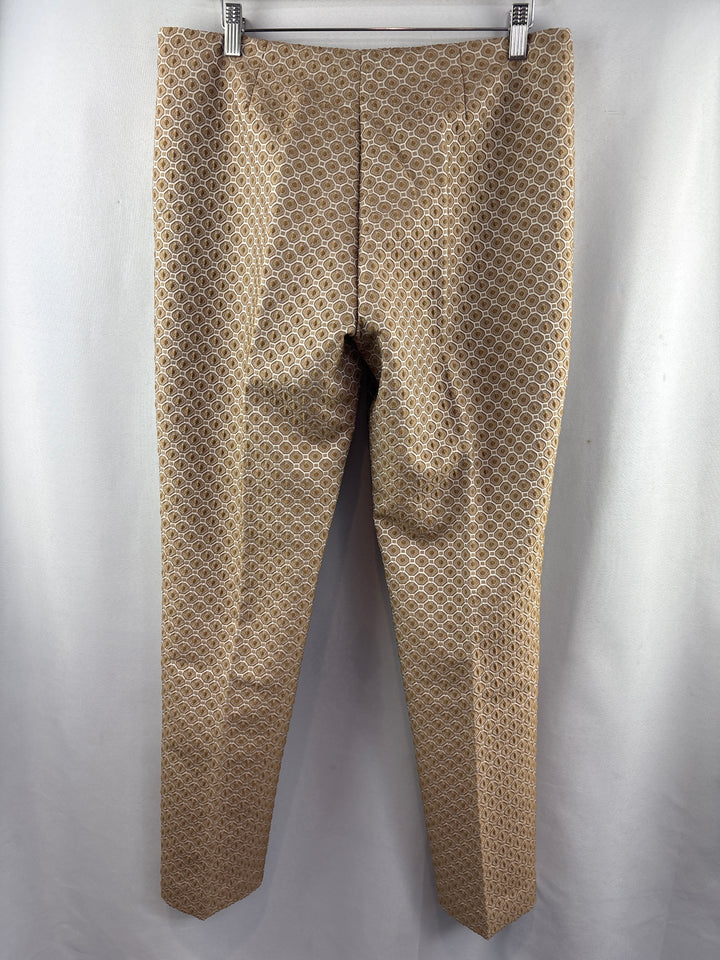 Women’s Paper White Size 10 Brown &amp; White Patterned Slacks
