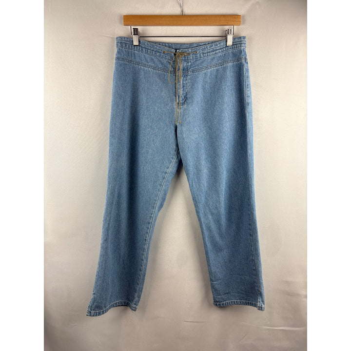Womens GNW Light Blue Denim Pants Size 10 Cotton Drawstring Waist