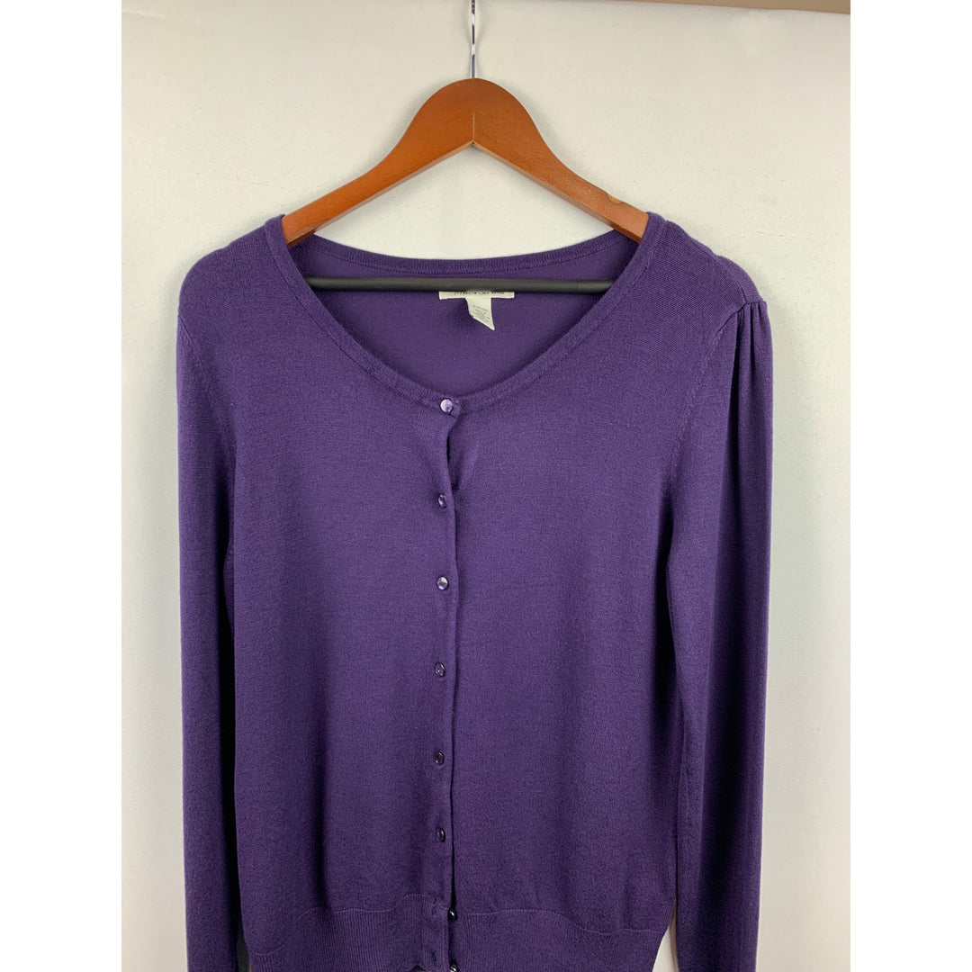 Kenneth Cole Womens Purple Button-Front Cardigan Sweater S