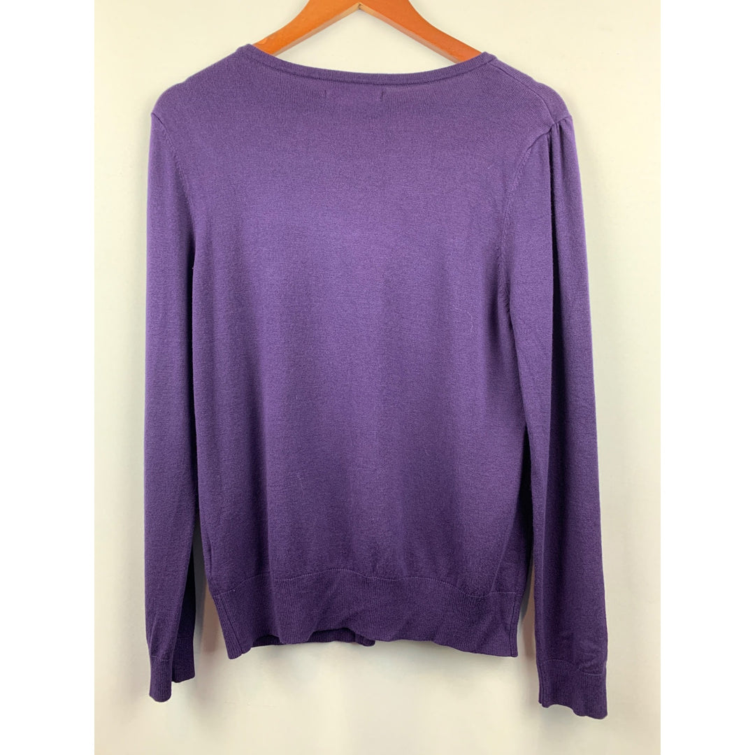 Kenneth Cole Womens Purple Button-Front Cardigan Sweater S