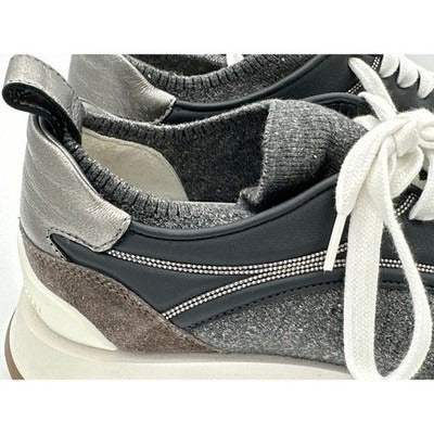 Brunello Cucinelli Dark Gray Runners w/monili and leather detail Size 35