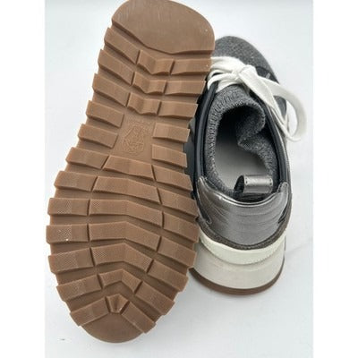 Brunello Cucinelli Dark Gray Runners w/monili and leather detail Size 35