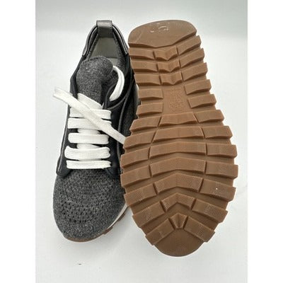 Brunello Cucinelli Dark Gray Runners w/monili and leather detail Size 35