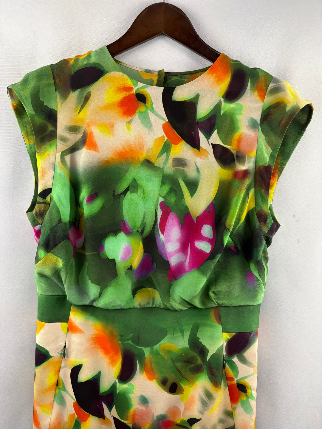 Women’s Akris Size 12 Green Multicolor Pencil Dress