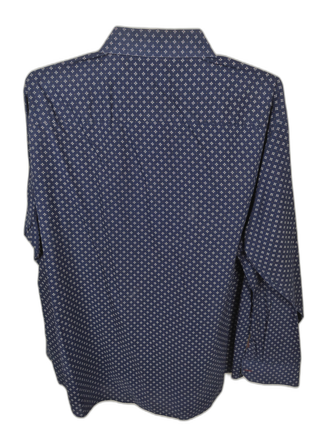 Tasso Elba Men's XXL Blue Geometric Print Button Up Shirt Long Sleeve 100% Cotton