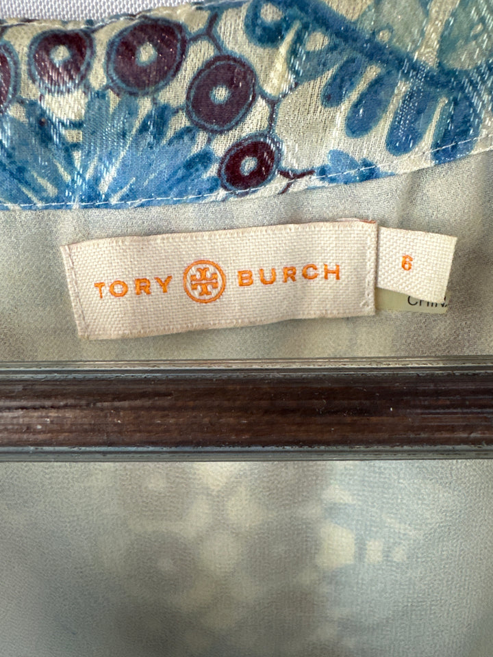 Women’s Tory Burch Blue Daisy Pattern Tank Size 8
