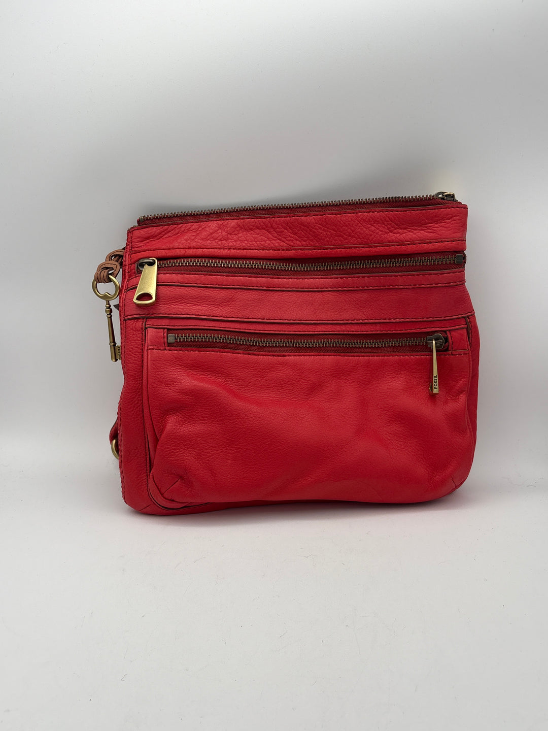 Women’s Fossil Tomato Red Genuine Leather Crossbody Purse