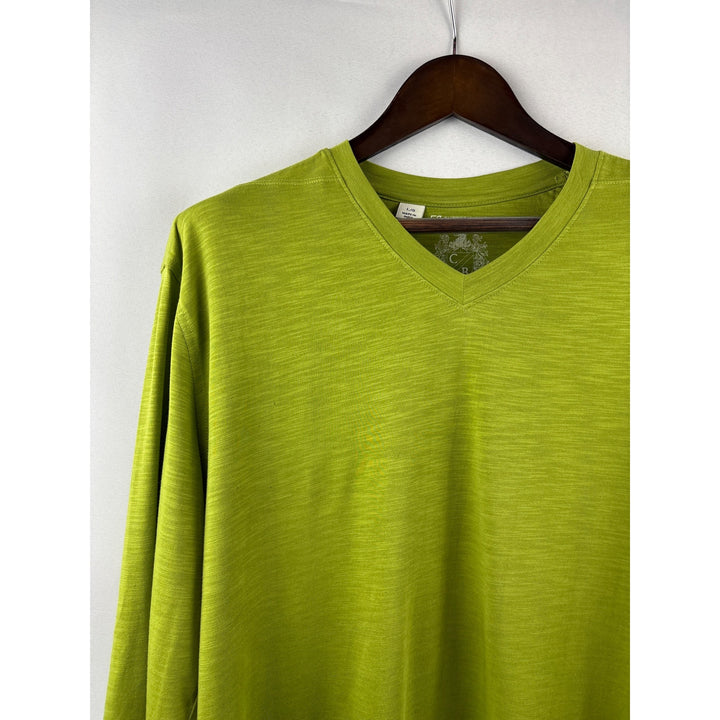 Men’s Cutter & Buck Large Green Long Sleeve V-Neck Shirt